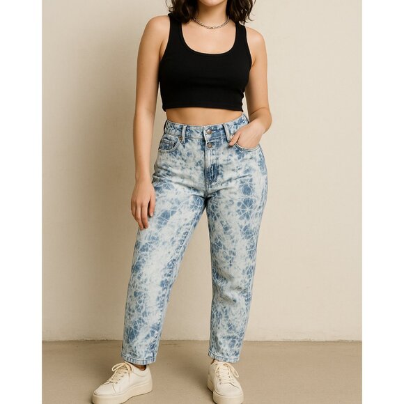 Seven7 Women's Sz 10 High Waist Bleach Wash Tie Dye Jeans Y2K Streetwear Denim - Picture 2 of 15